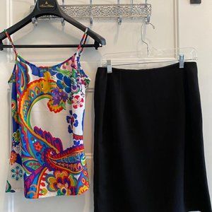 Falda black elegant Camille La Vie + polera full color